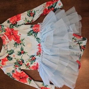 Posh Peanut Floral and Blue Tulle Dress